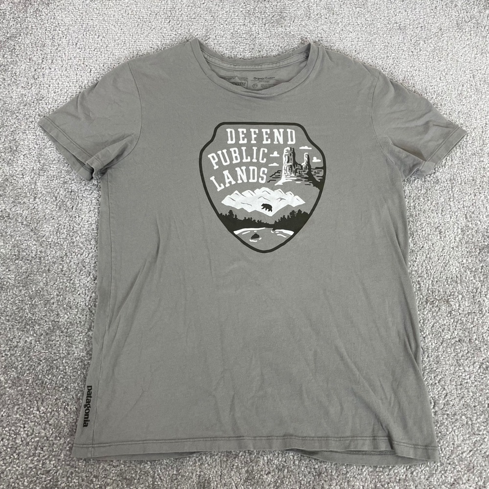 Patagonia T Shirt Womens Extra Small Defend Public Lands Organic Cotton Grey - Picture 2 of 10